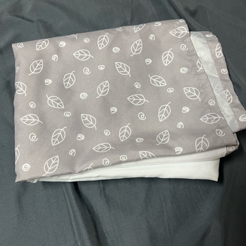 Gray Leaf Pattern Baby Crib Bedskirt